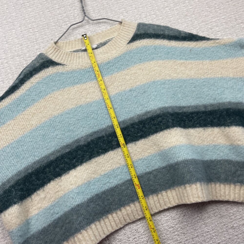 Ardene Jumper Wool Blend Crop Sweater Cozy Knit Wom L / XL Blue / Off-White - Picture 8 of 13